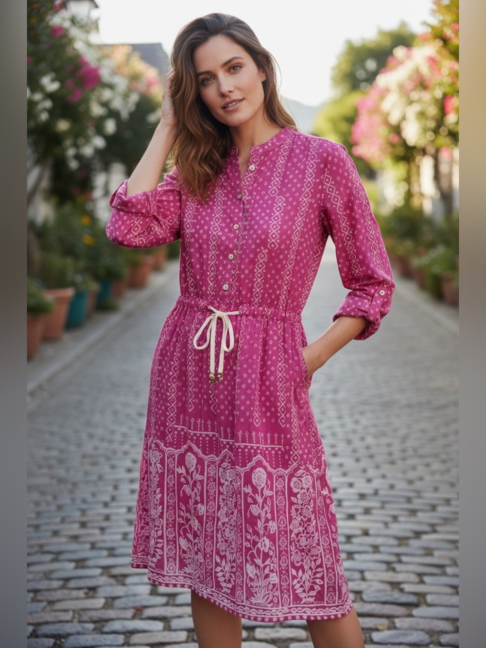 Anthropologie Meadow Rue Pink Floral 'Anila' Shirtdress - Size 6